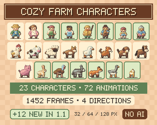 Cozy Farm Characters — 23 Animated Pixel Sprites cover