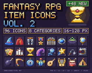 Fantasy RPG Item Icons — Pixel Art Pack (Vol. 2) cover