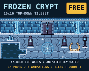 Frozen Crypt - Free 16x16 Top-Down Ice Dungeon Tileset cover