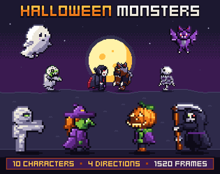 Halloween Monsters — Animated Pixel Art Characters cover