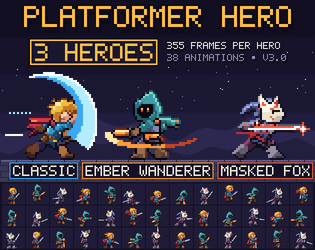 Platformer Hero — Animated Pixel Art Character cover