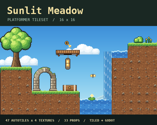 Sunlit Meadow — 16x16 Platformer Tileset cover